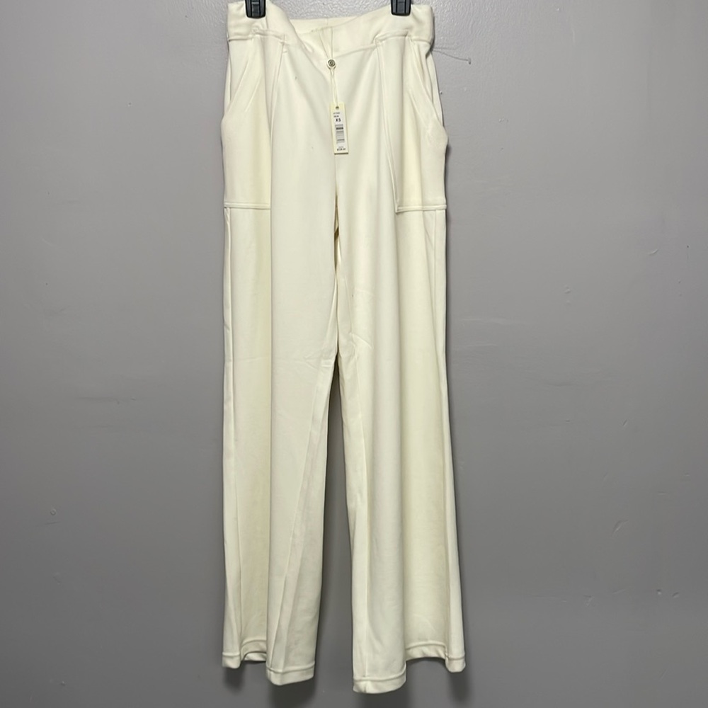NWT Max Studio Women Elastic Waist Mid-Rise Wide-Leg Cropped Pants Size XS Cream